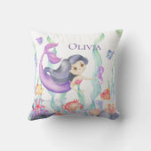 Paars Zeemeermin Waterverf oceaanvis Kussen (Achterkant)