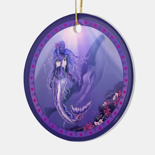 Paars zeemeerminnend keramisch ornament (Links)