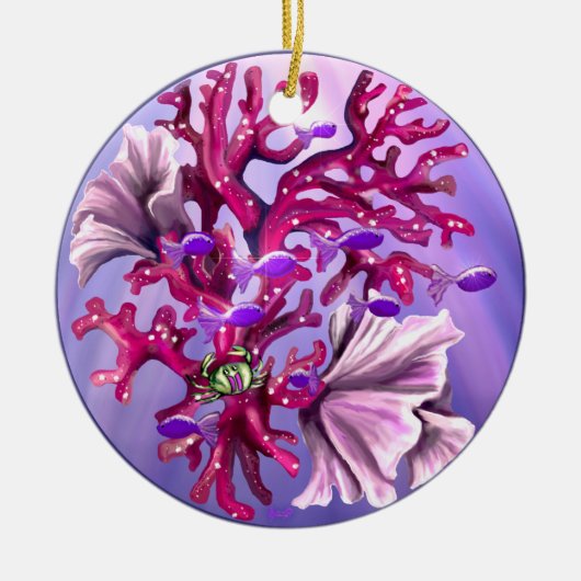 Paars zeemeerminnend keramisch ornament (Voorkant)