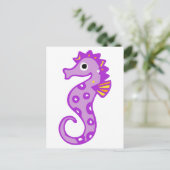 Paars zeepaardje briefkaart (Staand voorkant)