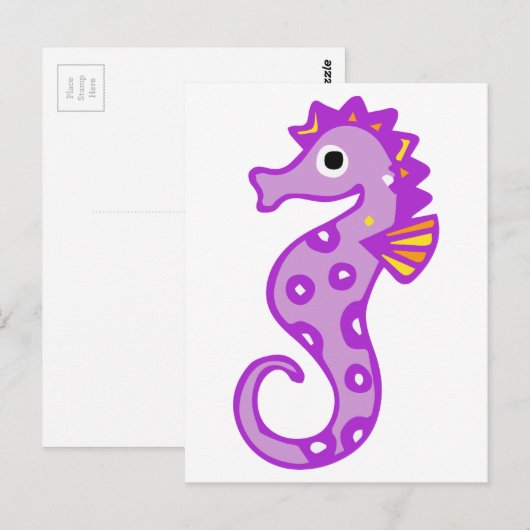 Paars zeepaardje briefkaart (Voorkant / Achterkant)