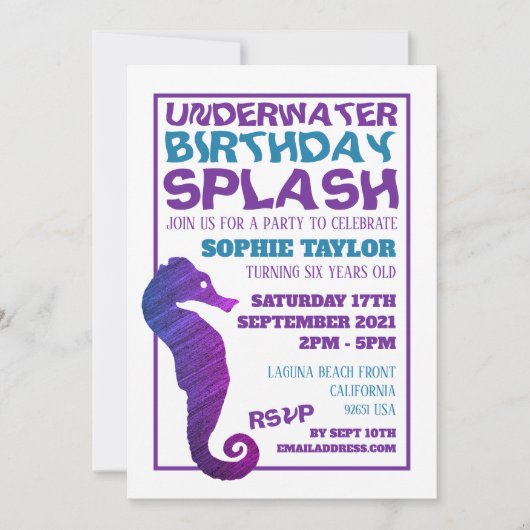 Paars zeepaardje, waterpartij kaart (Voorkant)