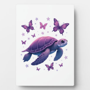 Paars - Zeeschildpad Vlinder T-Shirt Fotoplaat