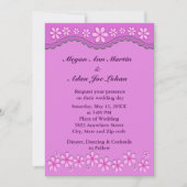Paars Zes Petal Pink Flowers Weddenschap Kaart (Voorkant)