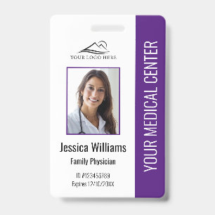 Paars ziekenhuis medewerker foto ID Badge