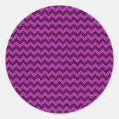 Paars Zig Zag Glitter Ronde Sticker (Voorkant)