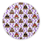 Paars Zig Zagged Poop Emoji Pattern Keramische Knop (Voorkant)