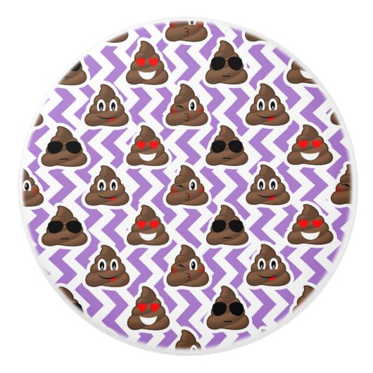 Paars Zig Zagged Poop Emoji Pattern Keramische Knop (Voorkant)