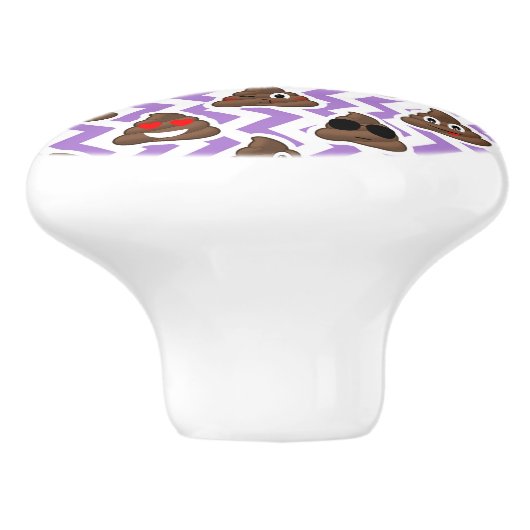 Paars Zig Zagged Poop Emoji Pattern Keramische Knop (Zijkant)