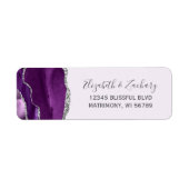 Paars Zilver Agate Lavendel Retouradres Etiket (Voorkant)