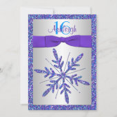 Paars, zilver, blauw Snowflake Birthday Uitnodigin Kaart (Voorkant)