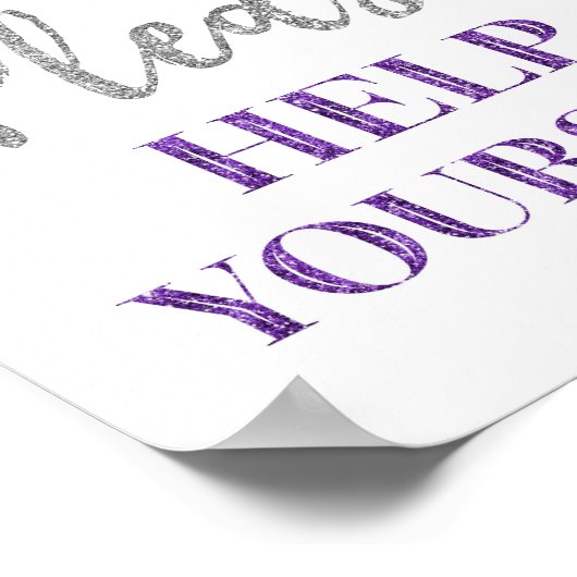 Paars Zilver Confetti Help Yourself Bord Poster (Hoek)