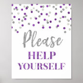 Paars Zilver Confetti Help Yourself Bord Poster (Voorkant)