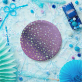 paars+zilver, glanzend, helder, ster, kleur, decor papieren bordje (Feest)