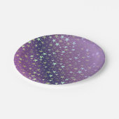 paars+zilver, glanzend, helder, ster, kleur, decor papieren bordje (Gekanteld)