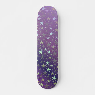 paars+zilver, glanzend, helder, ster, kleur, decor persoonlijk skateboard
