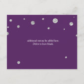 Paars & Zilver Glitter Bruiloftsreceptiekaart Informatiekaartje (Achterkant)