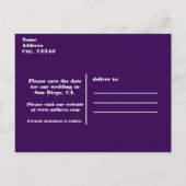 Paars & Zilver Hart Glitter Sla de Datum Op Feest Aankondigingskaart (Achterkant)