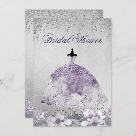 Paars zilver met spuitopening Vrijgezellenfeest u Kaart (Voorkant / Achterkant)