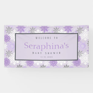 Paars zilver Snowflakes Winter Baby shower Spandoek