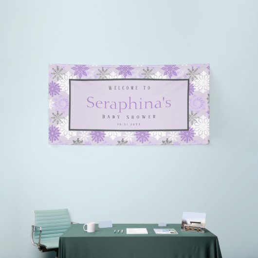 Paars zilver Snowflakes Winter Baby shower Spandoek (Beurs)