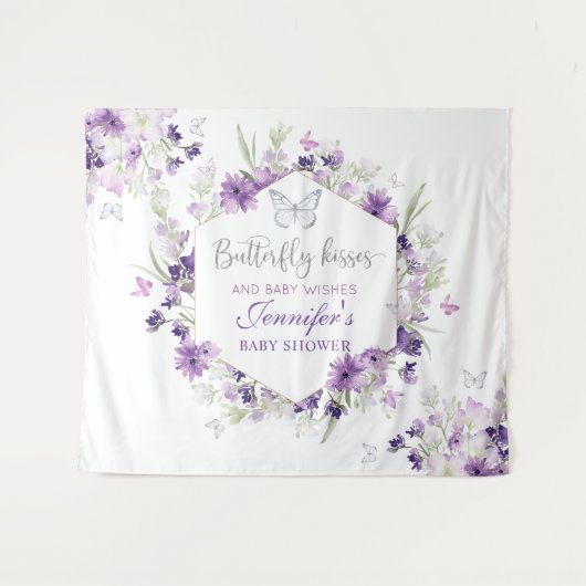 Paars zilveren baby shower tapijt wandkleed (Voorkant (horizontaal))