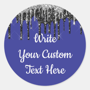 Paars & Zilveren Jubileum Verjaardagsfeest Glitter Ronde Sticker