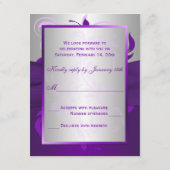 Paars, Zilveren Rollen, Harten RSVP Kaart (Achterkant)