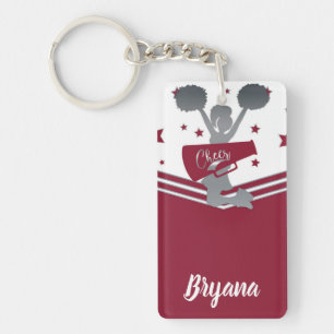Paars Zilveren Sterren Cheerleading Gepersonalisee Sleutelhanger
