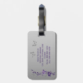 Paars, zilveren vlinderbloemig Bagagelabel (Achterkant verticaal)