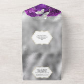 Paars zilveren vlinderdarm roos all in one uitnodiging (Buitenkant)