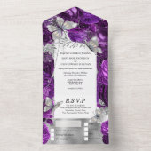 Paars zilveren vlinderdarm roos all in one uitnodiging (Binnen)