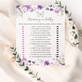 Paars zilveren vlindermammie of pappa-baby shower