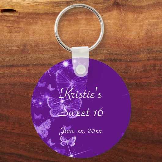 Paars, zoete zestien, feestelijk Sleutelhanger (Voorkant)