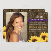 Paars Zonnebloem Afstuderen Aankondiging (Voorkant / Achterkant)