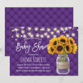 Paars  - Zonnebloem - Baby shower Kaart (Voorkant / Achterkant)