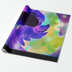 Paars zonnebloemdraf cadeaupapier