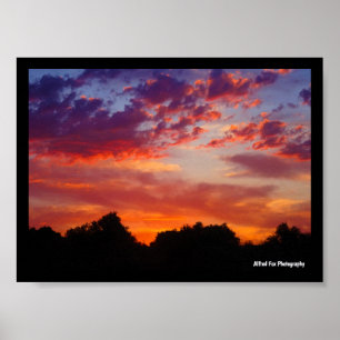 Paars Zonsondergang Landschap Poster
