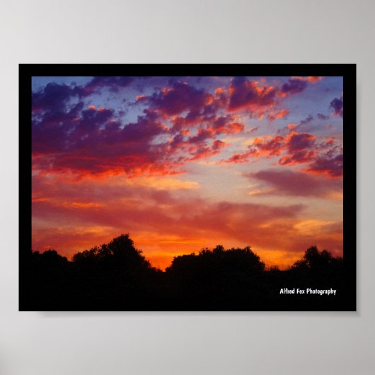 Paars Zonsondergang Landschap Poster (Voorkant)