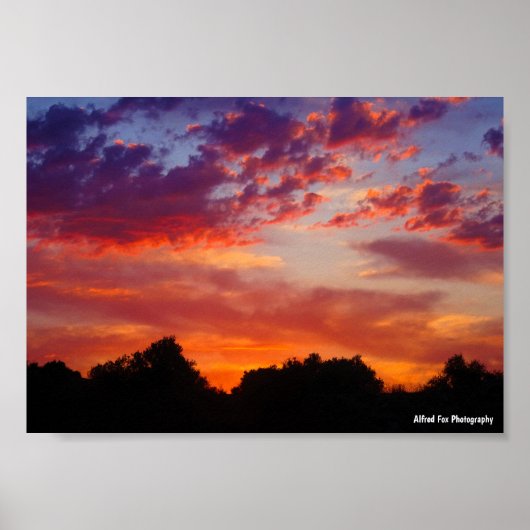 Paars Zonsondergang Landschap Poster (Voorkant)