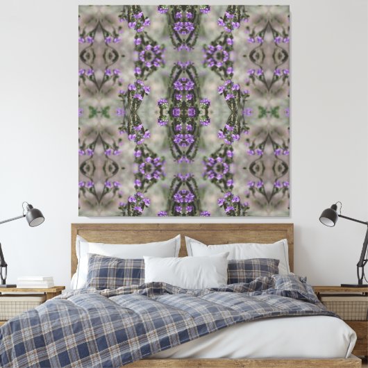 Paars Zout Heliotrope Wildflower Patroon Canvas Afdruk (Insitu (Slaapkamer))