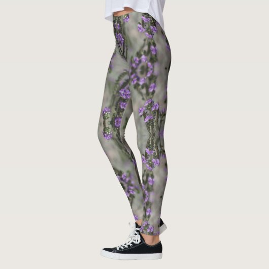 Paars Zout Heliotrope Wildflower Patroon Leggings (Links)