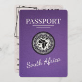 Paars Zuid-Afrika paspoort Save The Date (Voorkant / Achterkant)