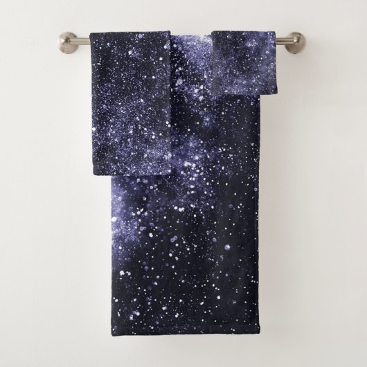 Paars zwart abstract sterrenstelsel bad handdoek (Insitu)