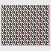 Paars Zwart Barok Fleur-de-lis Patroon Ontwerp  Cadeaupapier (Vlak)