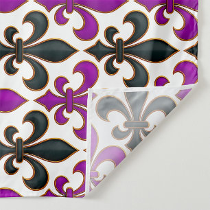 Paars Zwart Barok Fleur-de-lis Patroon Ontwerp  Wandkleed