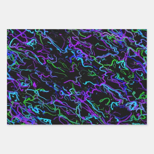 Paars, zwart, blauw en groen inpakpapier vel (Voorkant 2)