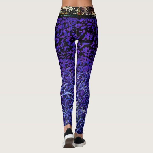 Paars, zwart, blauw patroon leggings (Achterkant)