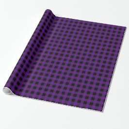 Paars Zwart Buffalo Plaid Tartan Cadeaupapier