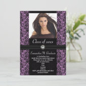 Paars zwart DamasAfstuderen uitwerken Kaart (Staand voorkant)